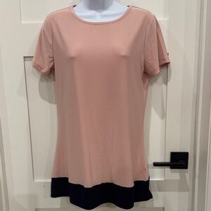 Nina Leonard Blush and Black Short Sleeve Blouse